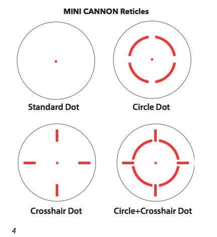 Bushnell BT71XRDX Tac Optics Mini Cannon 1x 23mm Obj 2.5 MOA 4 Reticle ...